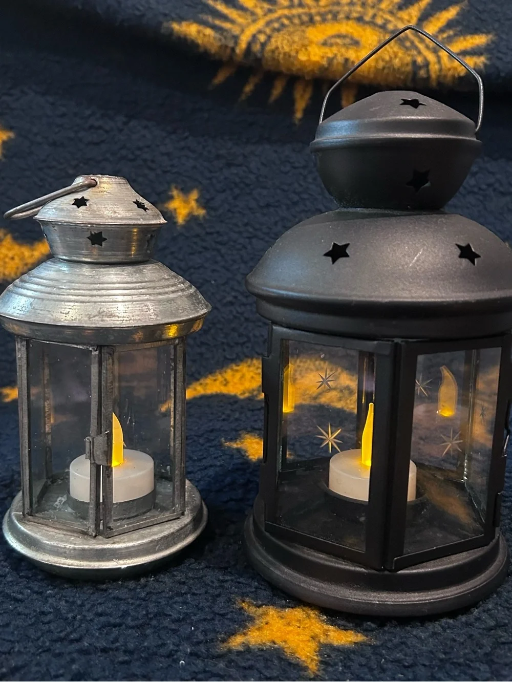 Set of 2 Gothic Star Metal Lanterns for LED Flameless Mini Candles Whimsigoth